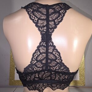 Auden Black Lace Lightly Lined Racerback Longline Bralette Size M
